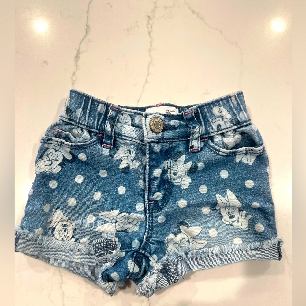 Baby Gap Disney Minnie Mouse Jean Shorts 12-18 months